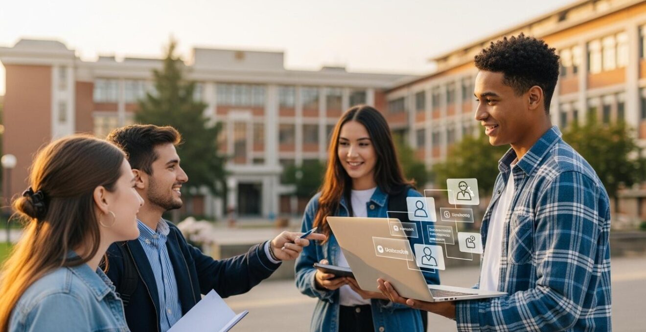 Étudiant dynamique construisant son réseau professionnel dès la première année universitaire