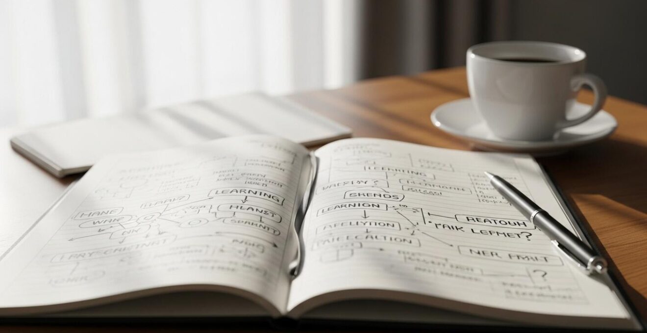 Exemple visuel d'un journal métacognitif montrant des notes de réflexion sur l'apprentissage.