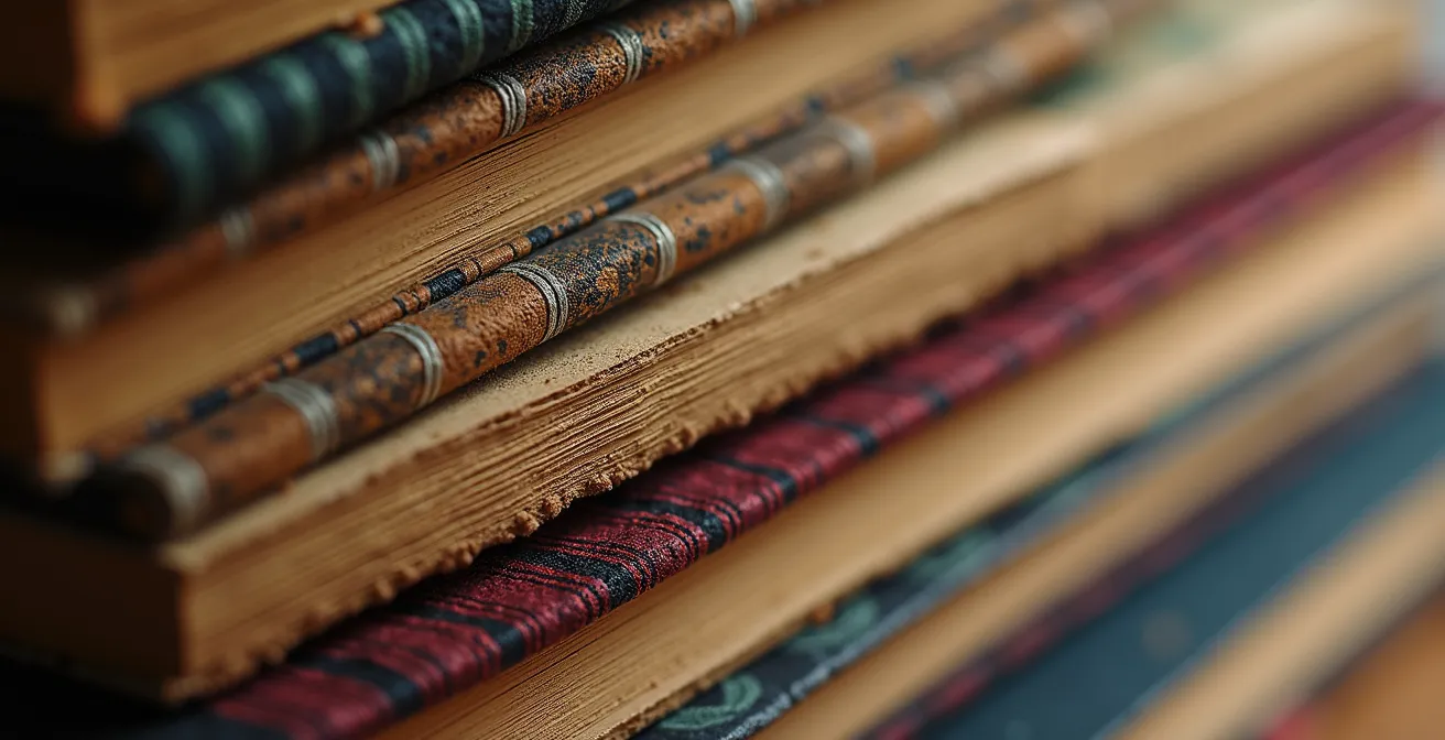 Vue macro de plusieurs livres empilés, symbolisant les différentes voies d'orientation en prépa