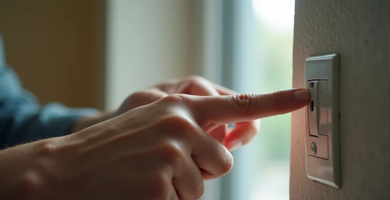 Étudiant examinant minutieusement un appartement avec une checklist à la main, vérifiant les détails d'une fenêtre.