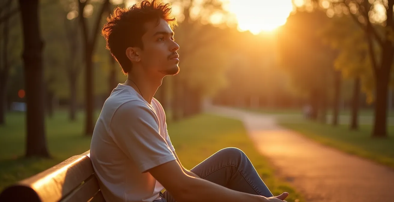 Personne en position de méditation face à un horizon lumineux symbolisant la persévérance