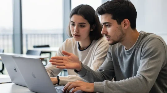 Étudiants français en prépa santé travaillant ensemble sur exercices